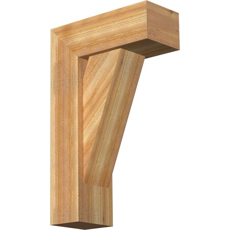 Ekena Millwork Traditional Block Rough Sawn Bracket w/ Offset Brace, Western Red Cedar, 8"W x 20"D x 32"H BKT0806X20X32TRA05RWR